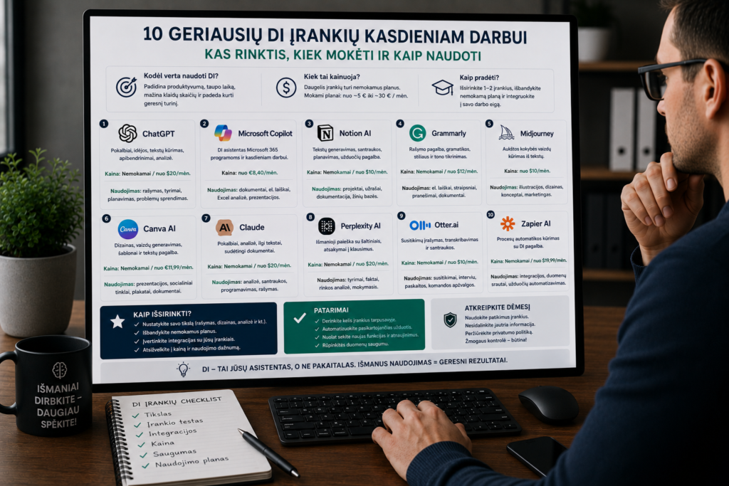 10 geriausių DI įrankių