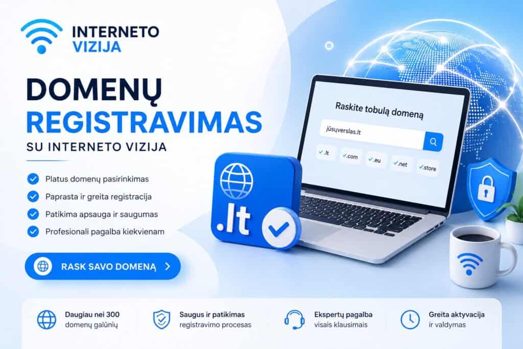 Domenų registracija su INTERNETU VIZIJA