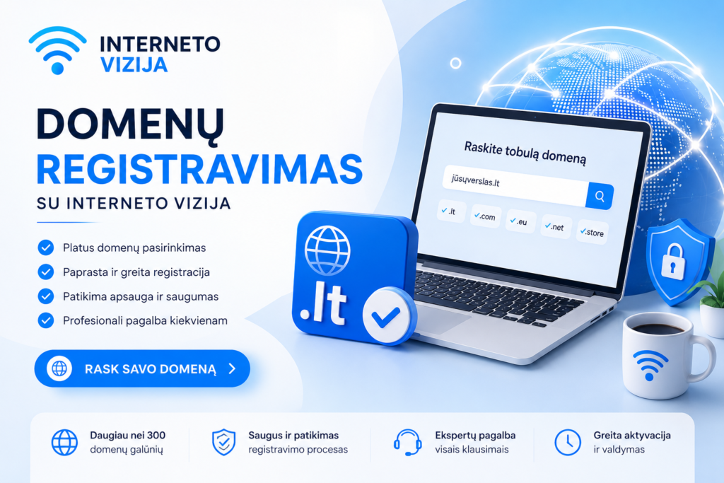 Domenų registracija su INTERNETU VIZIJA