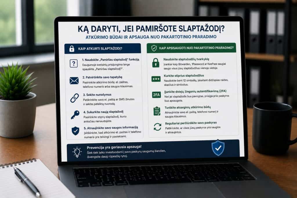 Ką daryti, jei pamiršote slaptažodį