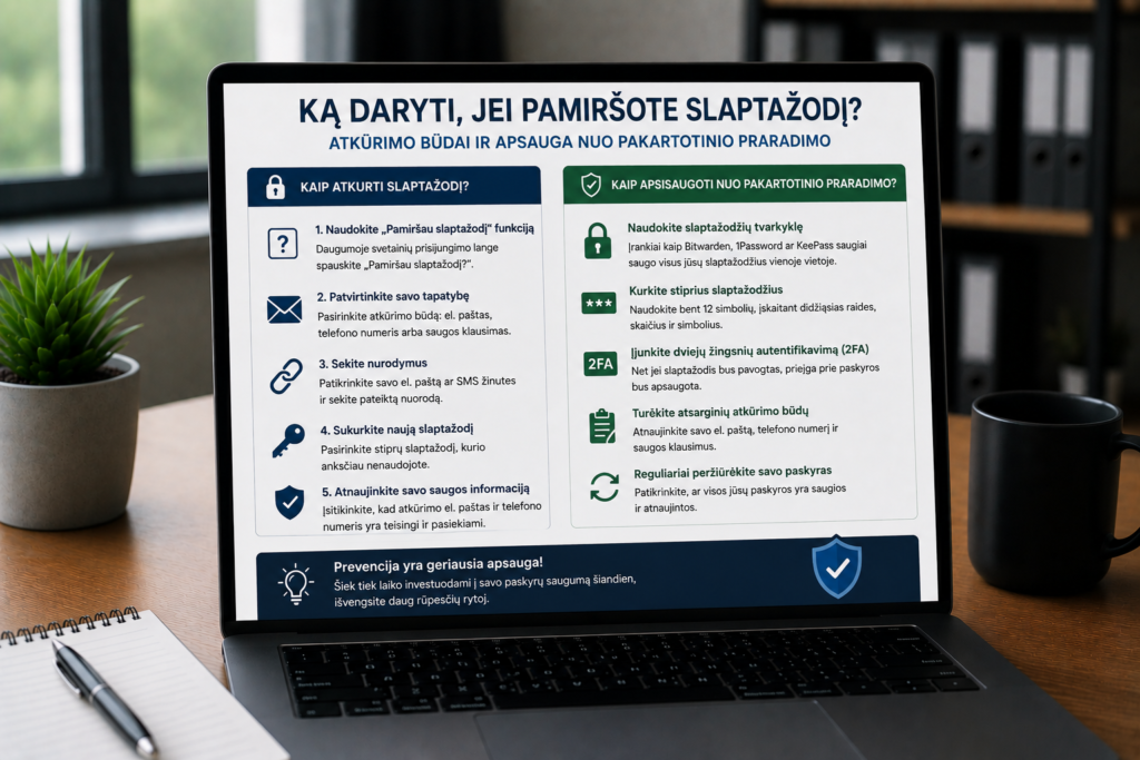 Ką daryti, jei pamiršote slaptažodį