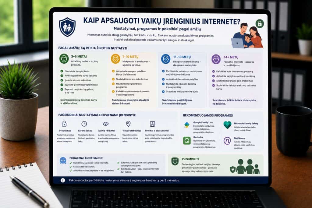 Kaip apsaugoti vaikų įrenginius internete