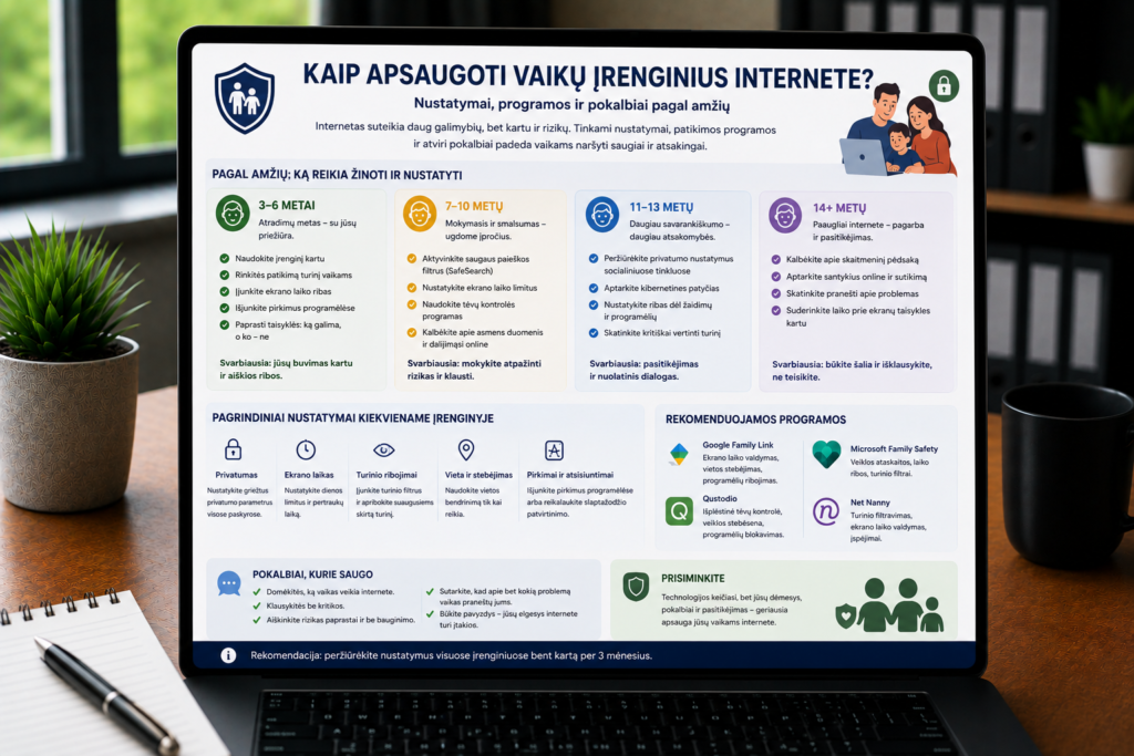 Kaip apsaugoti vaikų įrenginius internete