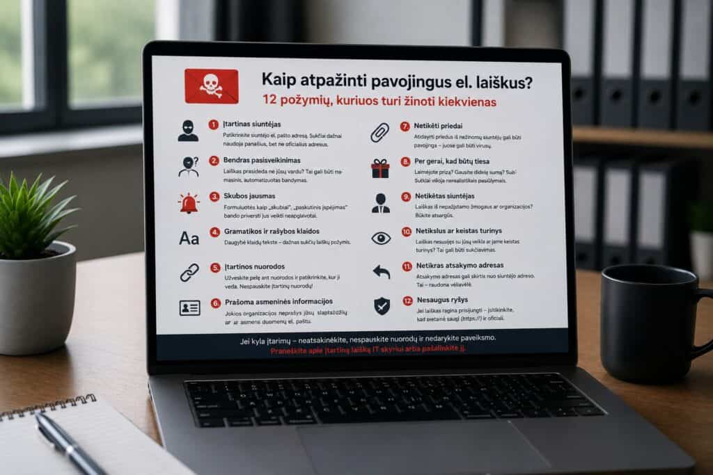 Kaip atpažinti pavojingus el. laiškus