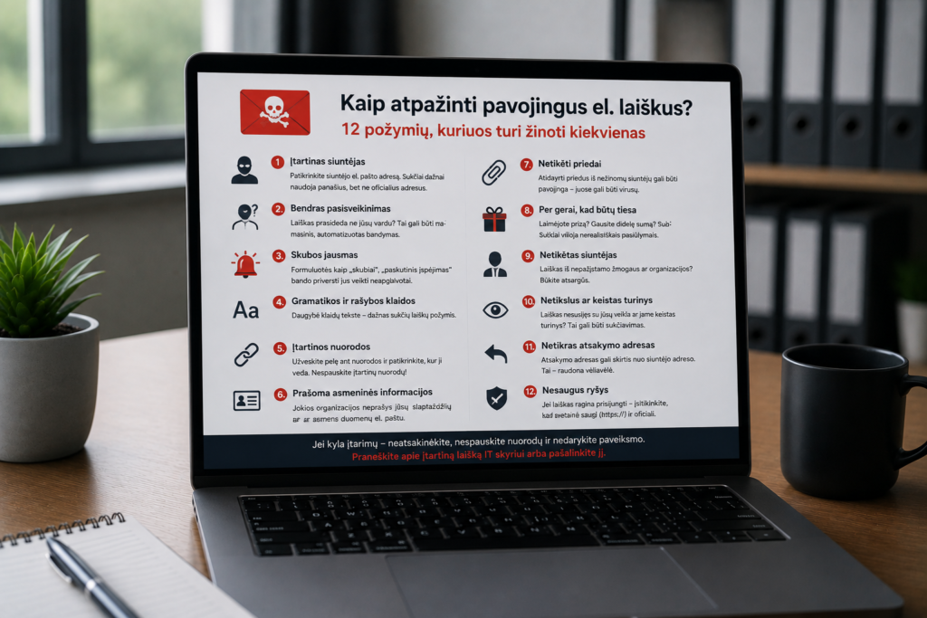Kaip atpažinti pavojingus el. laiškus