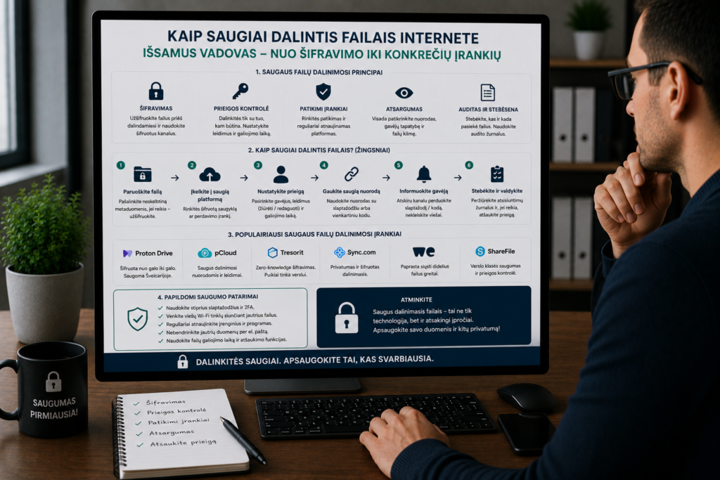 Kaip saugiai dalintis failais internetu