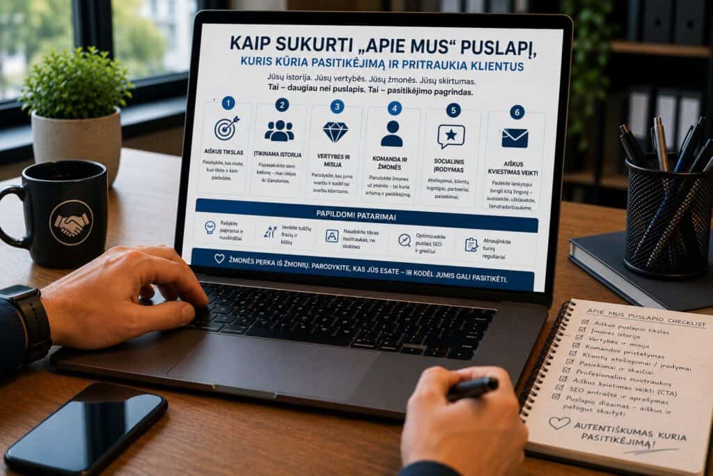 Kaip sukurti „Apie mus puslapį