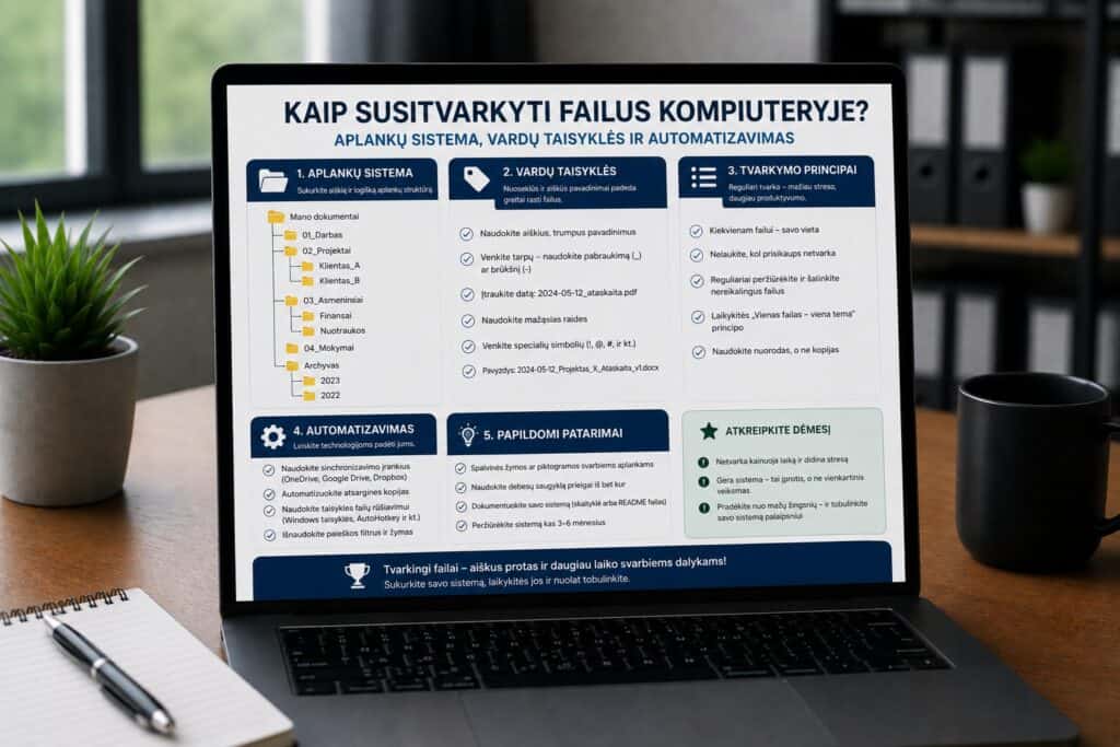 Kaip susitvarkyti failus kompiuteryje