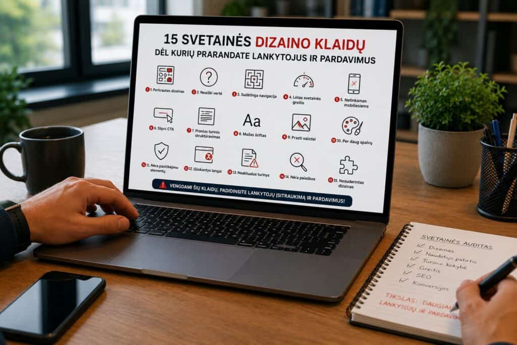 Svetainės dizaino klaidos darbe