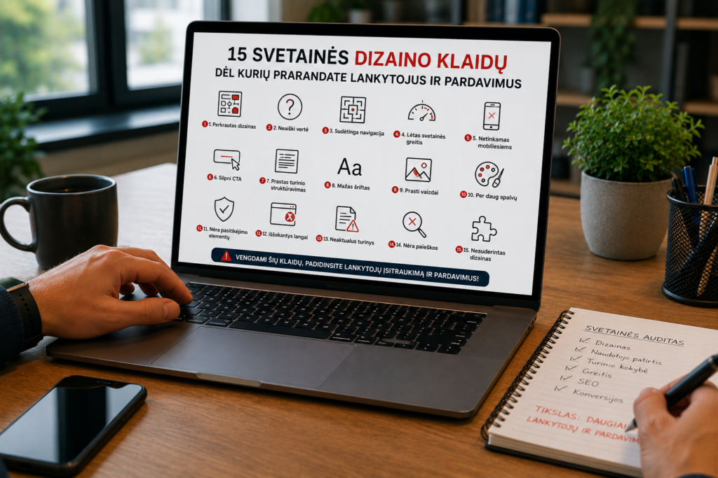 Svetainės dizaino klaidos darbe